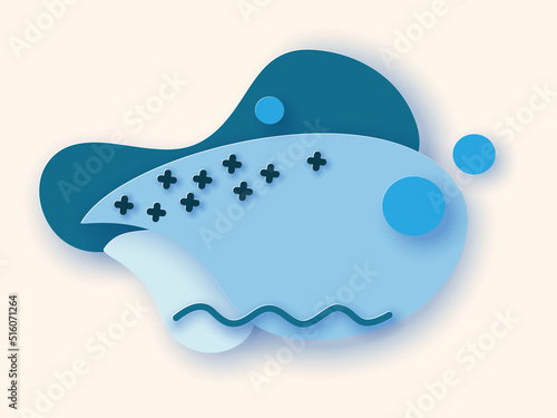 Abstract 3D shape paper cut style. Modern graphic element