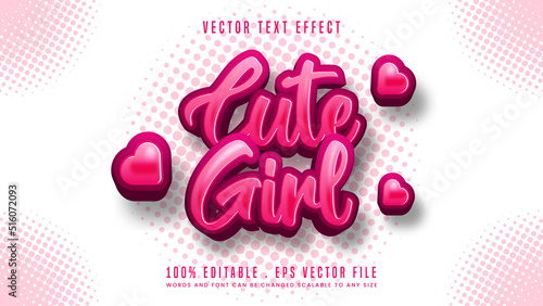 Cute girl 3d editable text effect font style