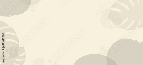 Abstract minimal earth tone long banner template. Organic shapes floral and leaves vector background with copy space for text. social cover.