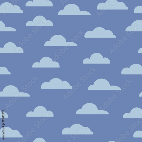 Seamless pattern with blue clouds on a dark blue background