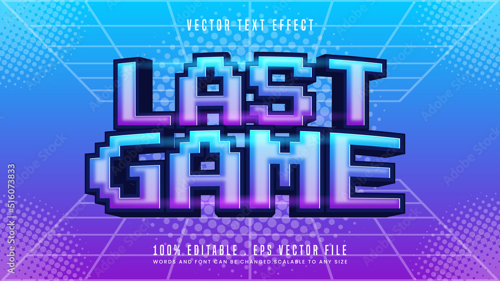Last game 3d editable text effect font style