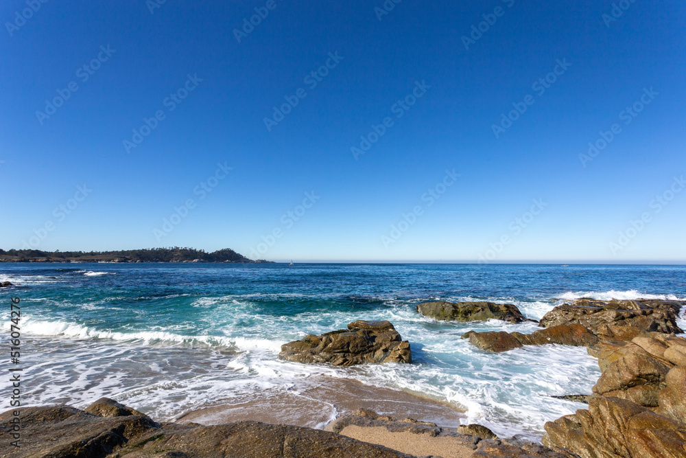 A view on the ocean with the rocks and waves A view on the ocean with the rocks and waves