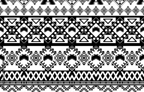 Obraz na plátně African tribal black and white abstract ethnic geometric pattern
