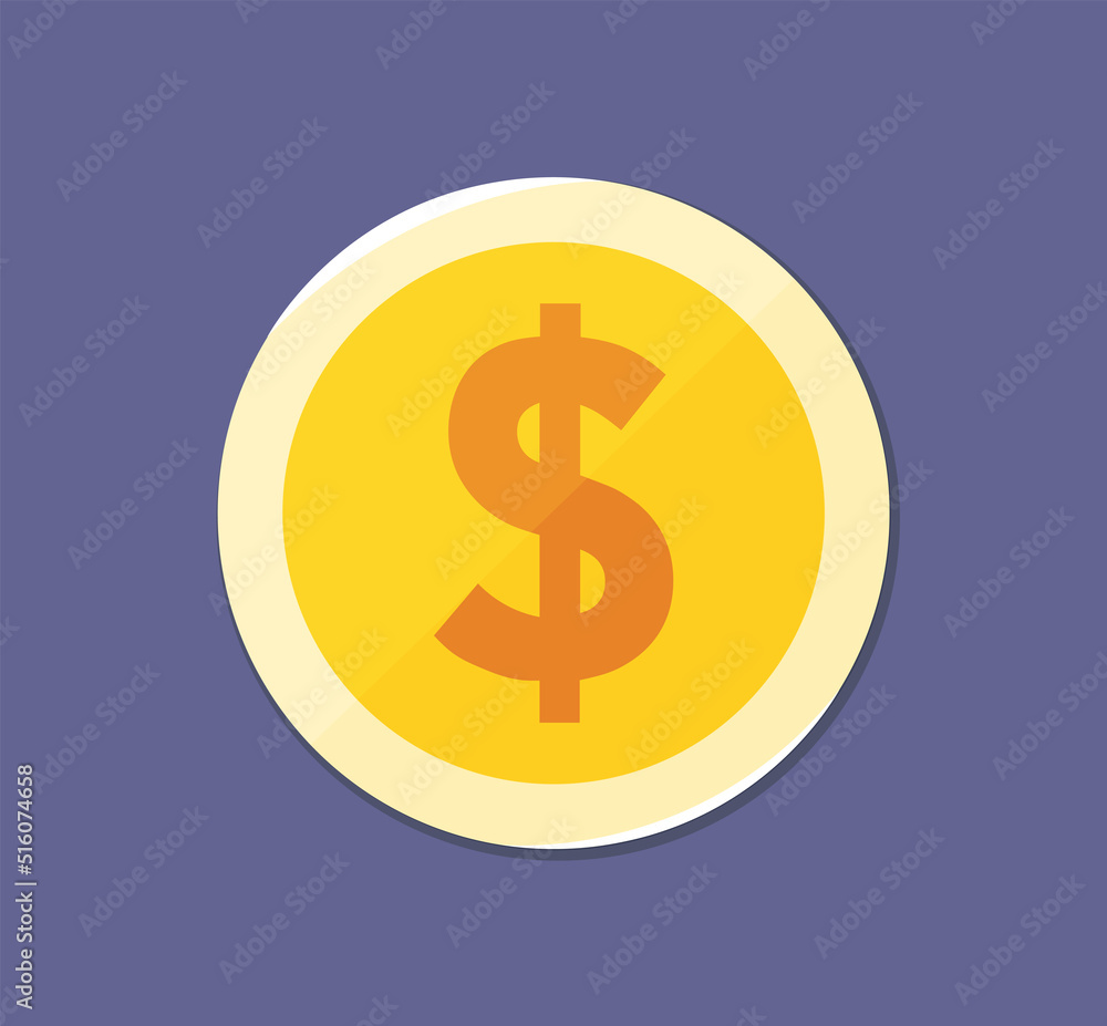 Gold Dollar Coin Penny Cartoon Illustration Money Currency Isolated Business Icon Gold Dollar Coin Penny Cartoon Illustration Money Currency Isolated Business Icon