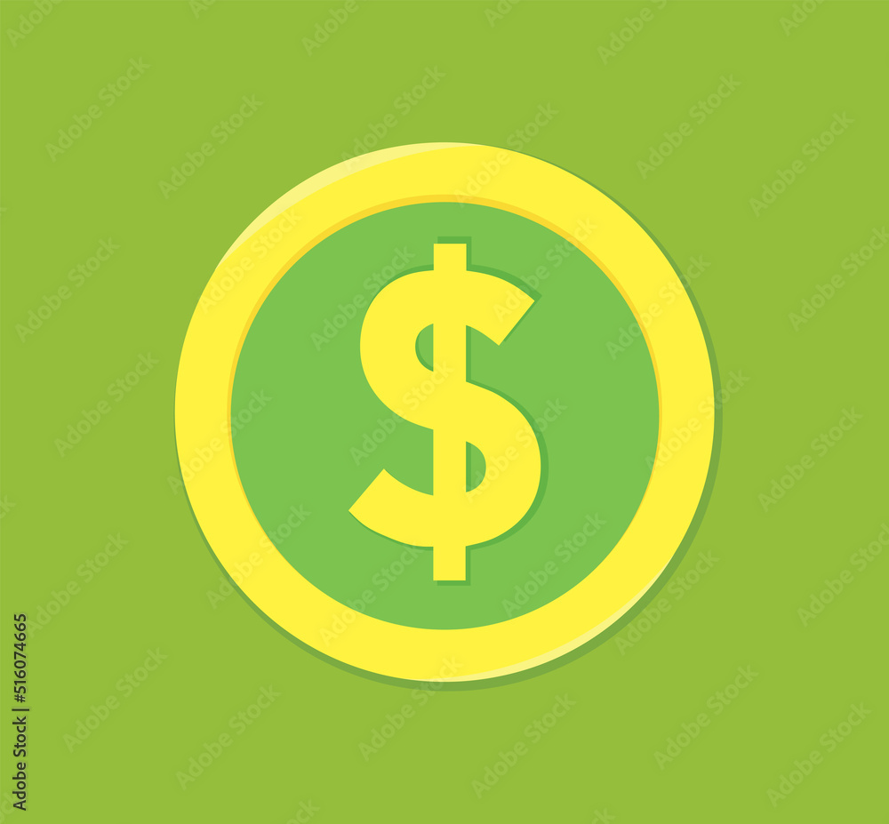 Dollar Coin Green Yellow Penny Money American Currency Symbol Icon Illustration Dollar Coin Green Yellow Penny Money American Currency Symbol Icon Illustration