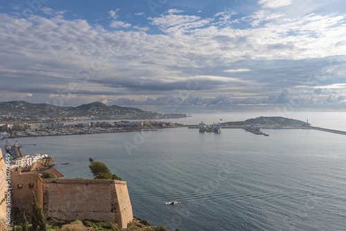 Panoramic views of the port from the old town of Ibiza