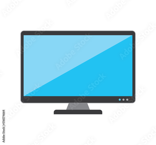 Computer Monitor Isolated Glossy Display Digital Modern Technology Flat Icon