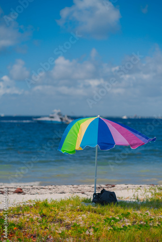 beach with umbrellas miami vacation florida 
