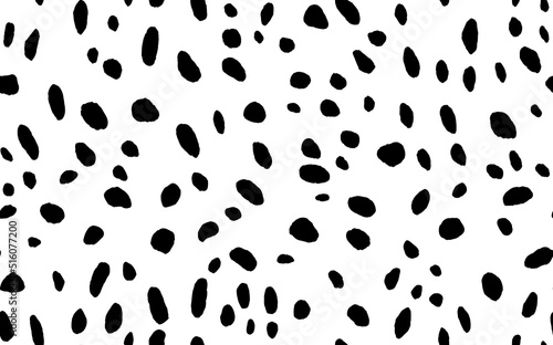 Abstract modern dalmatian fur seamless pattern. Animals trendy background. Black and white decorative vector illustration for print, card, postcard, fabric, textile. Modern ornament of stylized skin