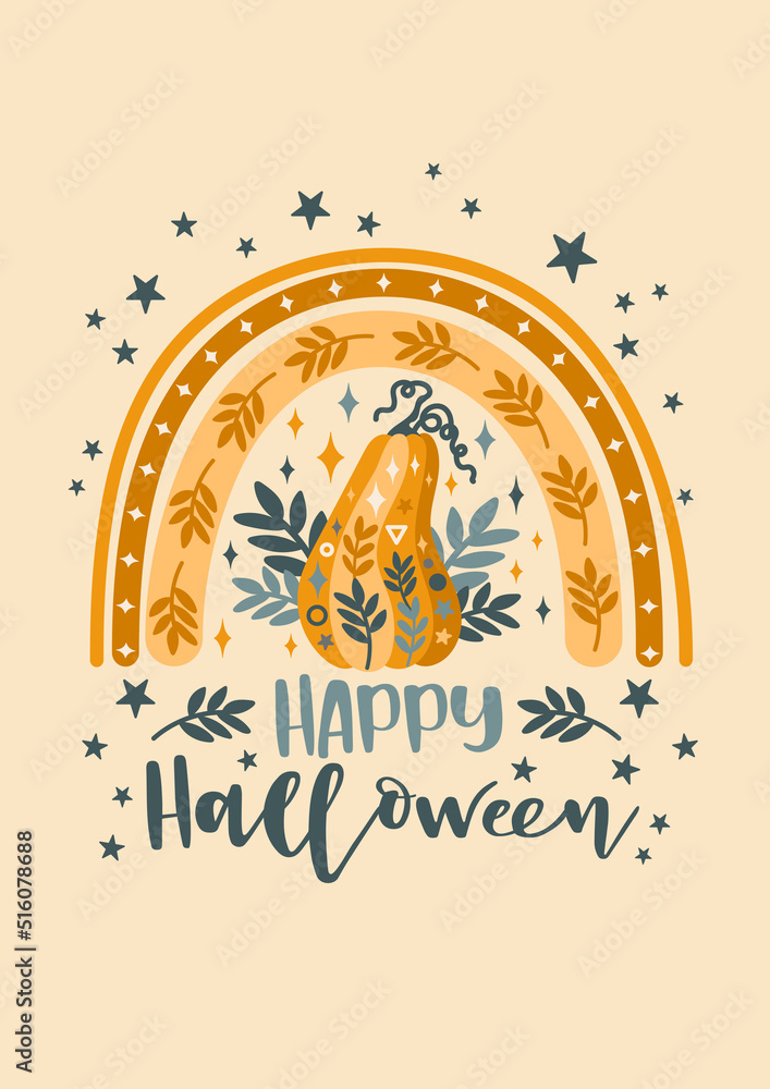 Obraz premium Happy halloween vector greeting card