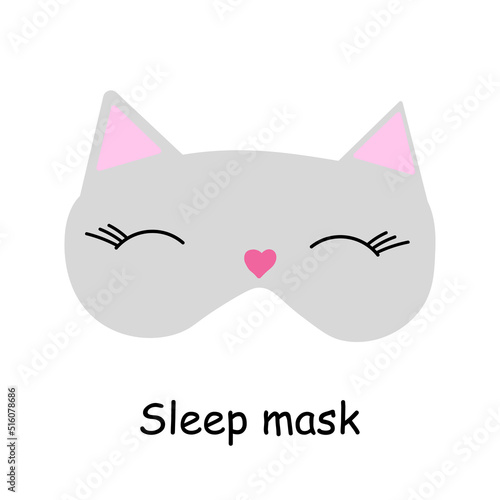 Elements for the bathroom illustration of a sleep mask in the form of a cat. Bathroom illustration
