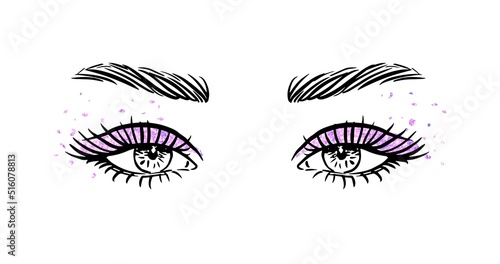 Sketch drawing of female eyes. hand drawn vector illustration