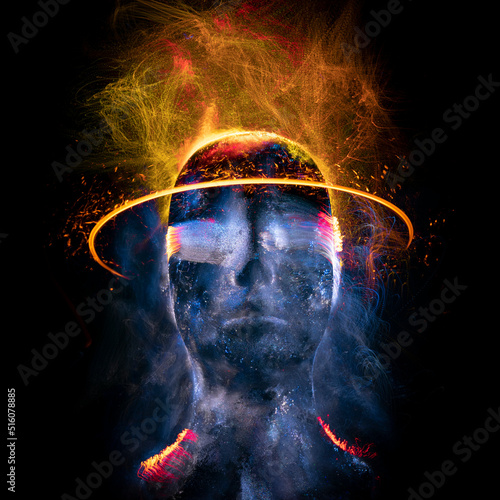 music album cover, abstract silhouette demon