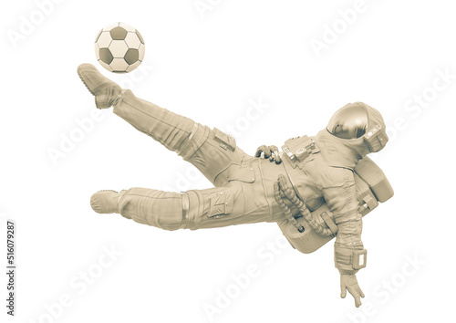 astronaut is playing soccer