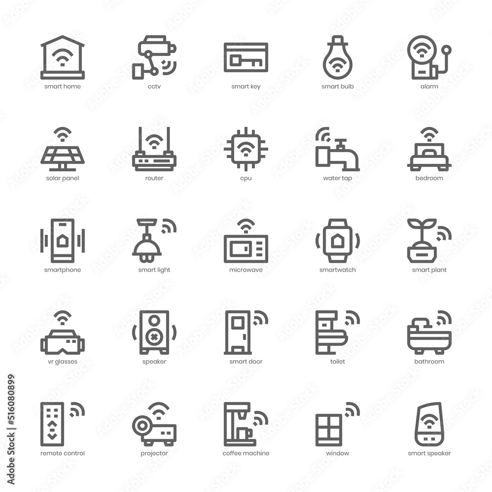 Smart Home Device icon pack for your website, mobile, presentation, and logo design. Smart Home Device icon outline design. Vector graphics illustration and editable stroke.