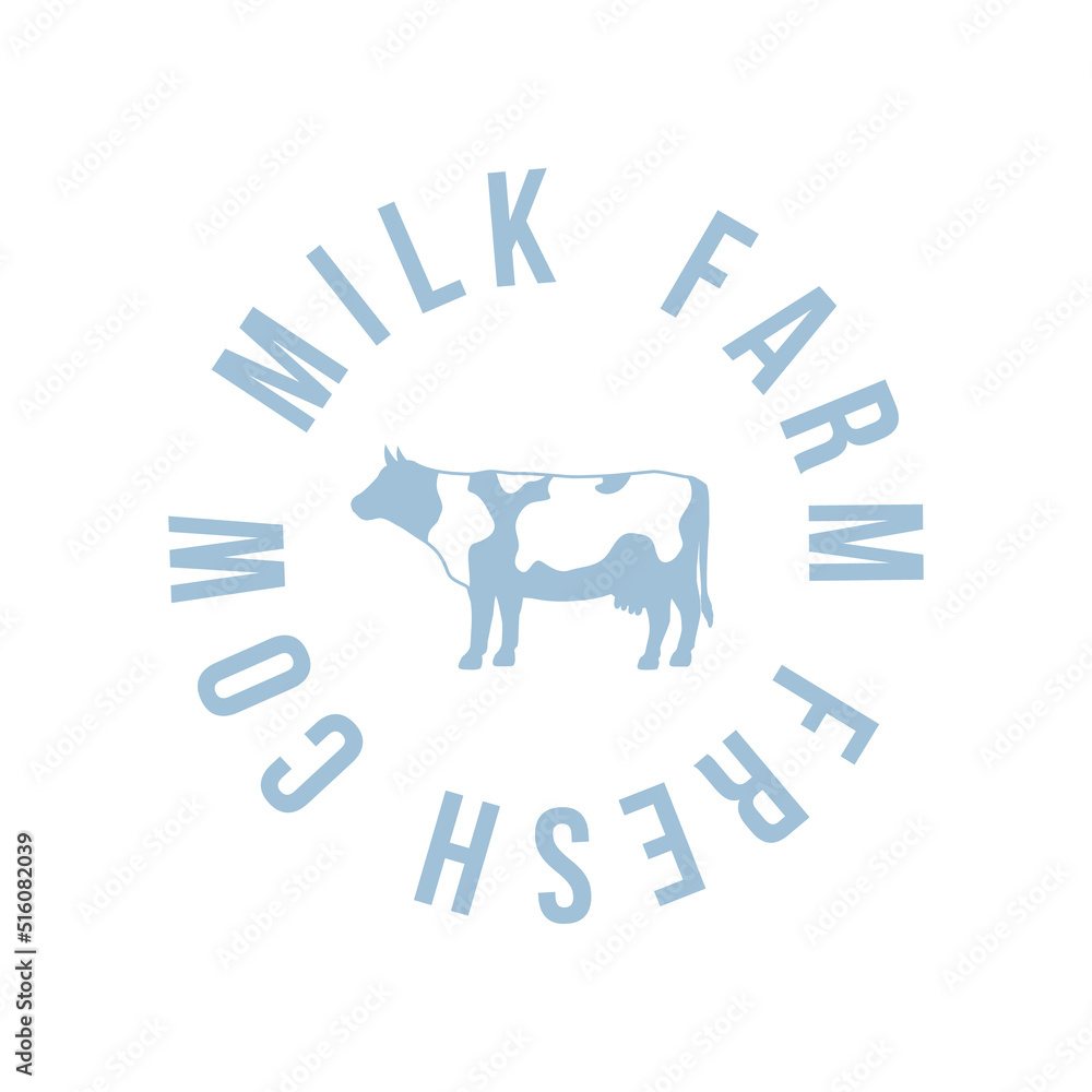 Milk, Dairy label, seal, stamp. Fresh cow milk vintage design label