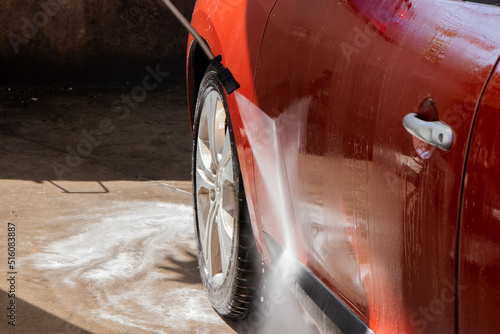 Washing the car in a car wash