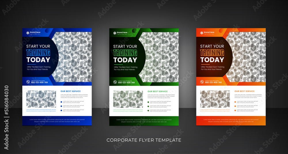 Fototapeta premium Fitness and GYM Flyer Template Design 