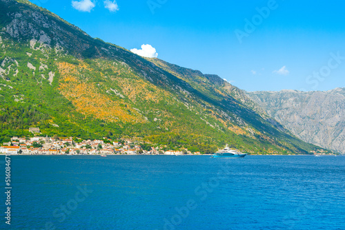 Beautiful summer landscape of the Bay of Kotor coastline - Boka Bay