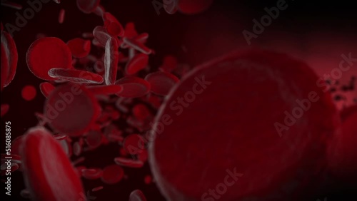 Sick Red Blood Cells Flowing Inside Human Vein. Health Problem. Perfect Loop.