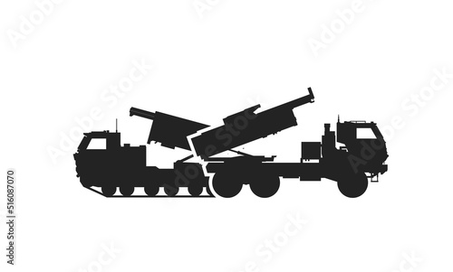 multiple launch rocket systems icon. himars and M270. military vehicle symbol. vector images for military concepts photo
