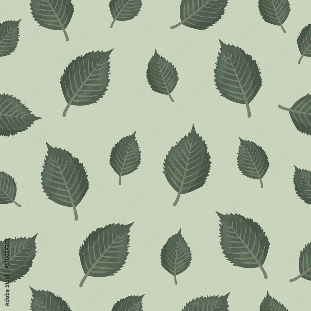 Green leaves, seamless pattern
