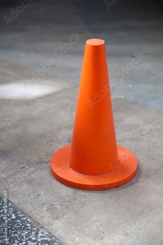 Orange signaling cone. I know road safety. Industrial Security. Sign. Icon. Protection. Watch out. Signaling.