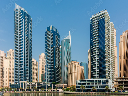 Daytime cityscape of Dubai  modern architecture of Dubai Marina area