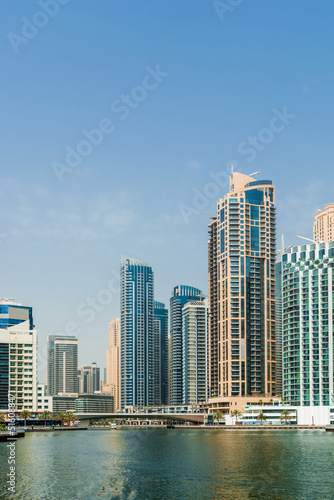 Daytime cityscape of Dubai, modern architecture of Dubai Marina area © ArturSniezhyn