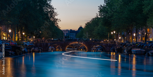 Canvas Print view of the canals at blue hour