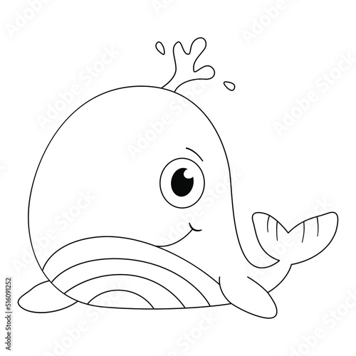 whale cartoon coloring page for kids