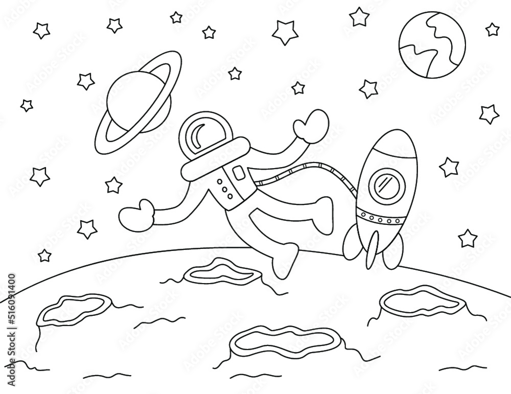 astronaut coloring page for kids
