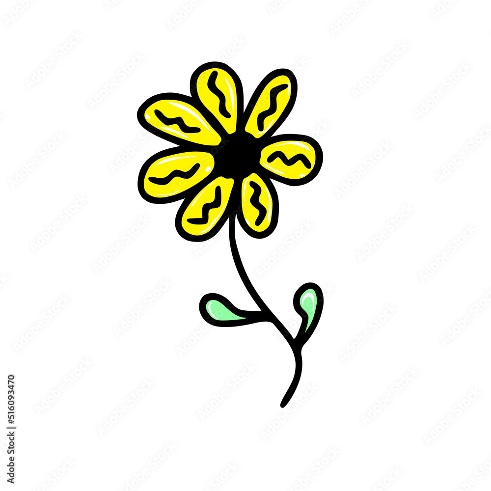 Obraz premium Doodle hand drawn flower. Vector illustration