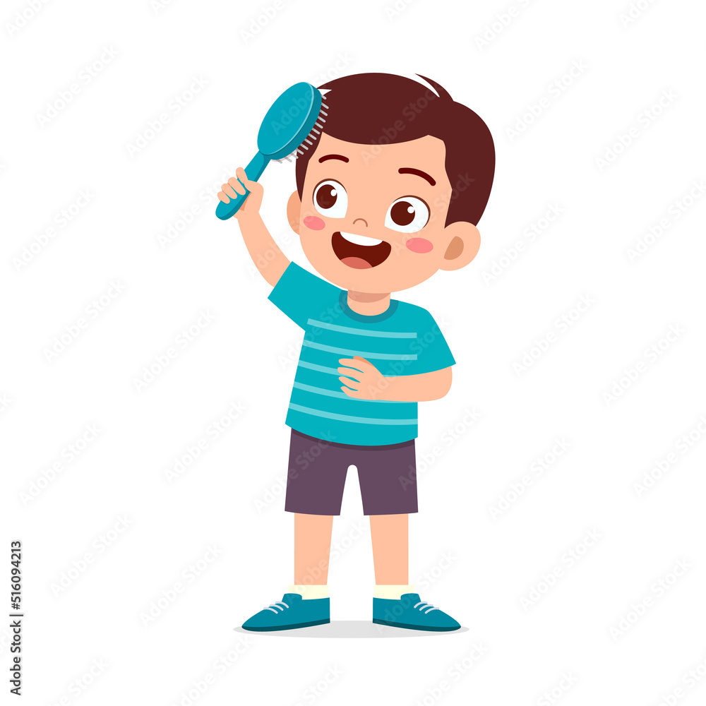 little kid comb hair with hair brush little kid comb hair with hair brush