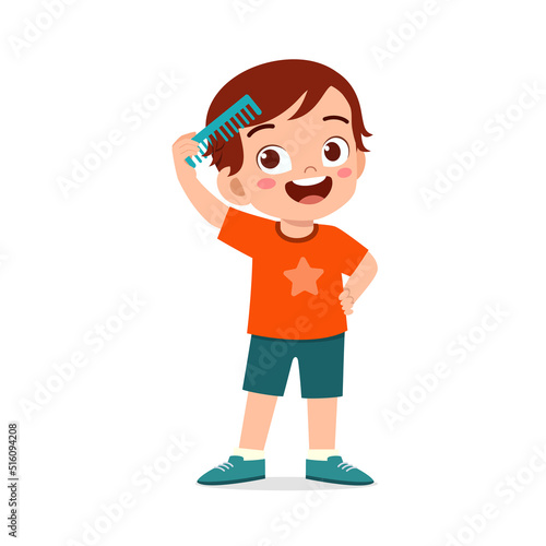 little kid comb hair with hair brush