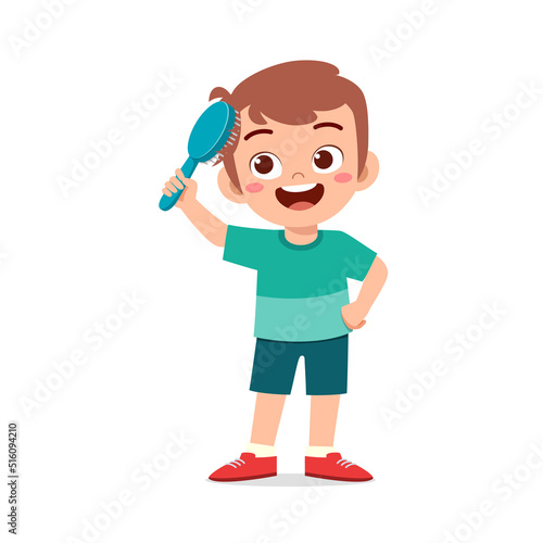 little kid comb hair with hair brush