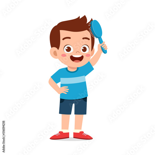 little kid comb hair with hair brush