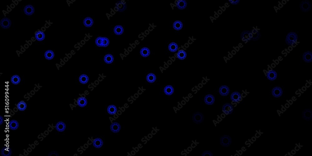 Dark blue vector pattern with coronavirus elements.