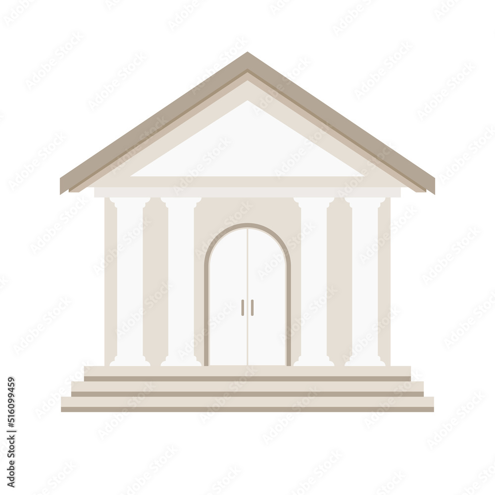 Fototapeta premium Court House Icon Clipart Vector Illustration for Simple Flat Public Building Animated Image