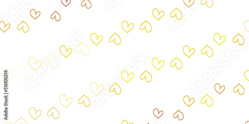 Light Orange vector background with Shining hearts.