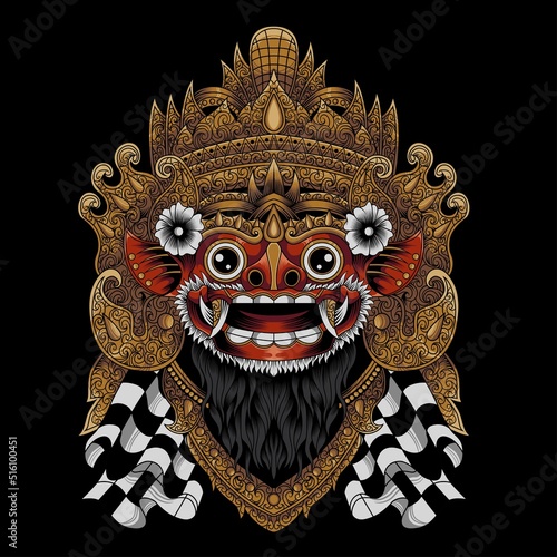 Vector illustration of barong bali mask