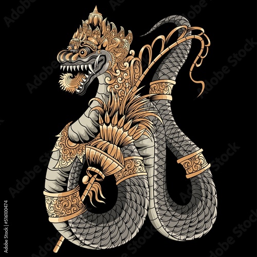Balinese Dragon with ornament illustration