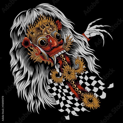 Traditional rangda bali illustration. Premium vector