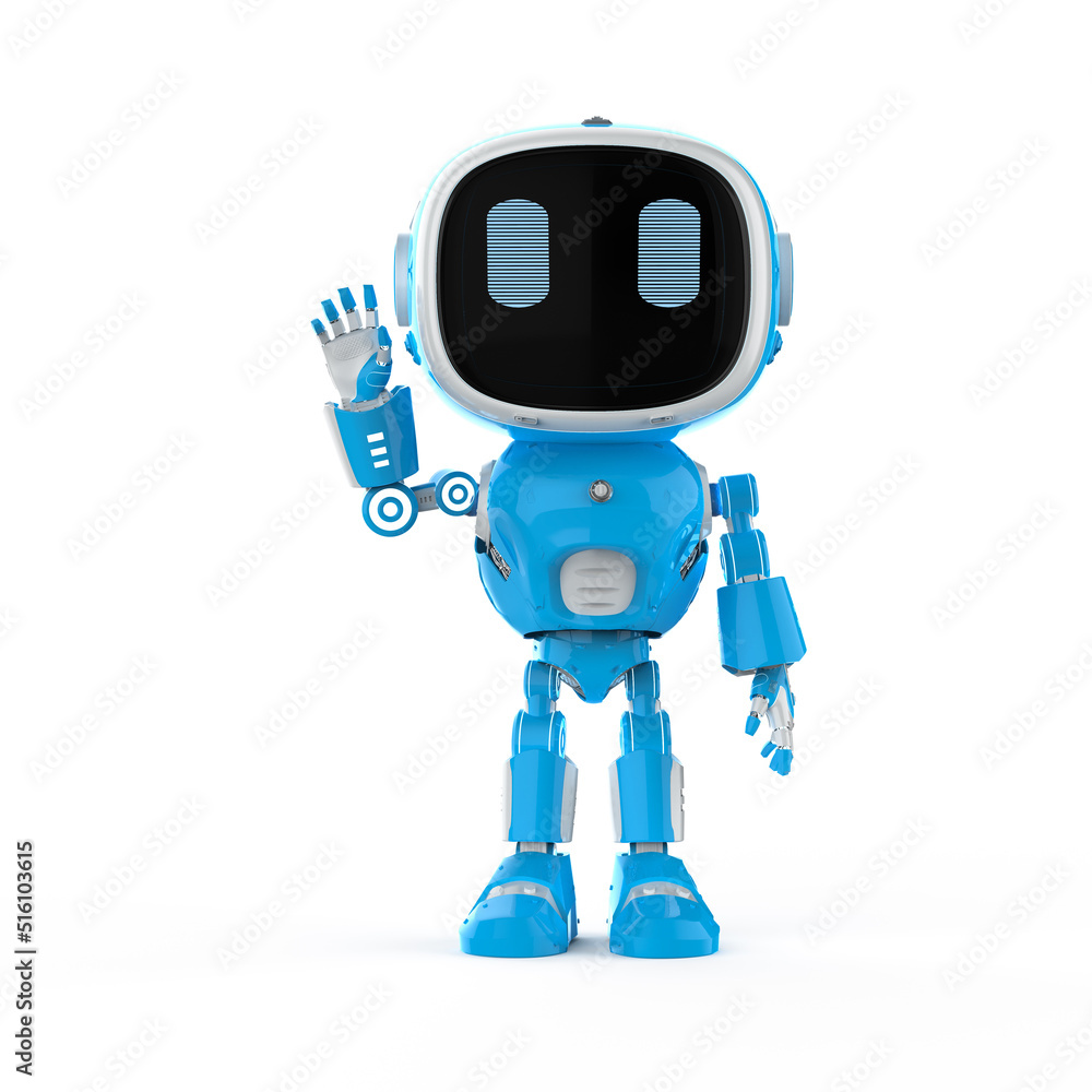 cute and small artificial intelligence assistant robot hand up cute and small artificial intelligence assistant robot hand up