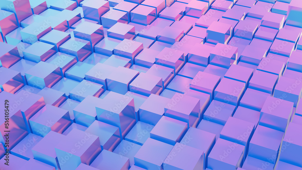 box 3d render perspective vaporwave blue and pink background box 3d render perspective vaporwave blue and pink background