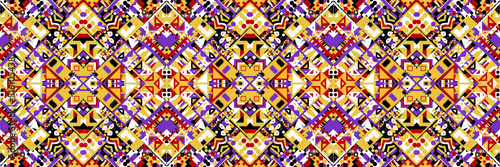 Ethnic carpet with geometric mosaic aztec style stripes on tile. majolica Antique interior,modern rugs,geographic print on kente clot textile.Tribal vector ornament seamless african pattern.multicolor