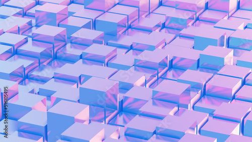 box 3d perspective vaporwave blue and pink background