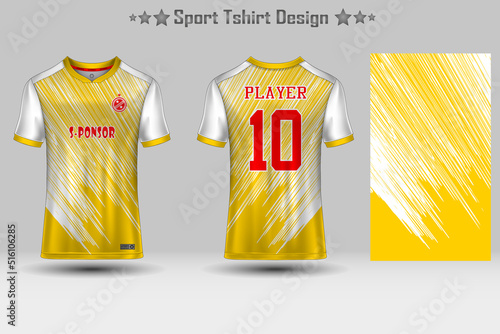 Soccer jersey design for sublimation. t-shirt sport design template, Soccer jersey mockup for football club. Fabric uniform front and back view