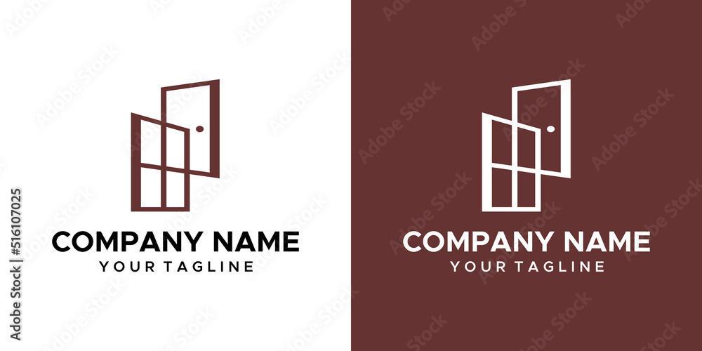 a window and door themed graphic, on a brown and white background. vector graphics base. a window and door themed graphic, on a brown and white background. vector graphics base.