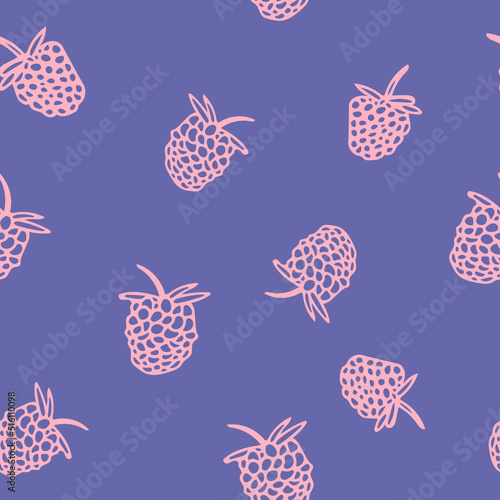 raspberries and blackberries seamless pattern. fruits hand drawn in doodle style. berries in simple line art.